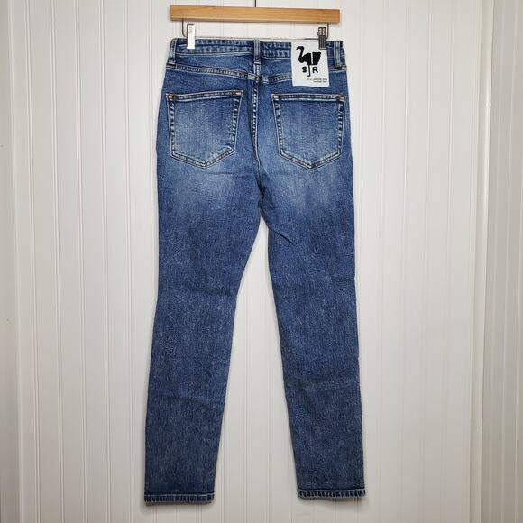 Free People x Sandrine Rose Women's Snow Ripped Jeans Size 29 NWT High Rise Blue - Picture 4 of 9